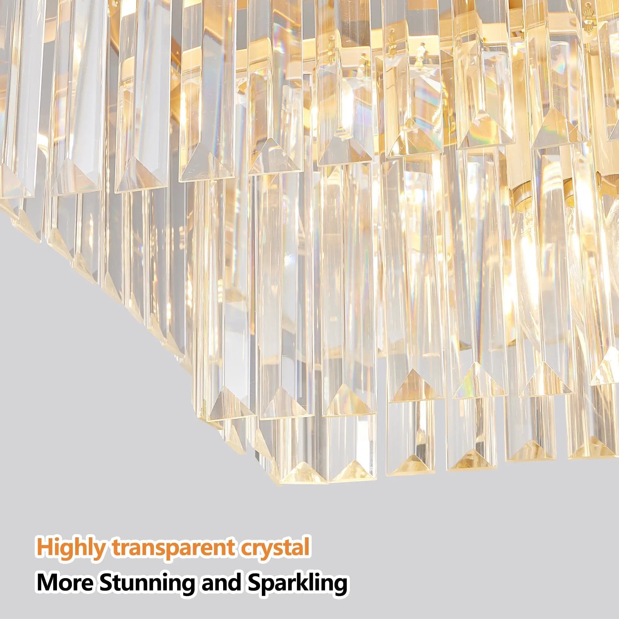 Rectangular Crystal Chandelier Adjustable Gold Iron Ceiling Light by HouseOfZazla