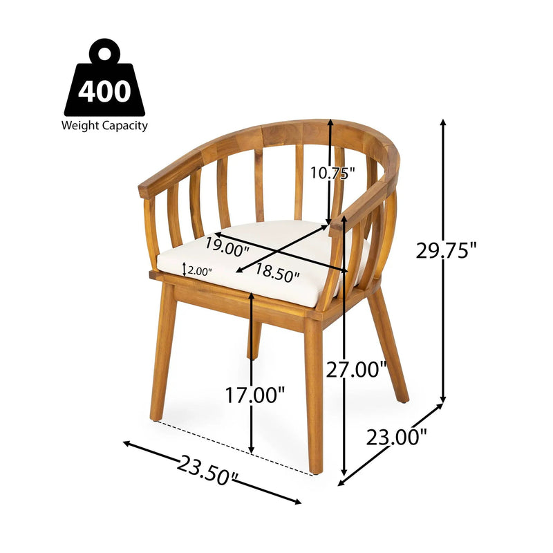 Klismos Dining Armchair (Set of 2) - Teak / Beige by HouseOfZazla