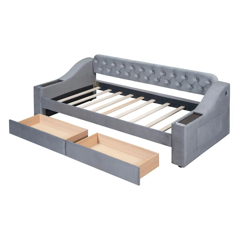 Upholstered Daybed With Storage Armrests And USB Port by Unique Piece Furniture
