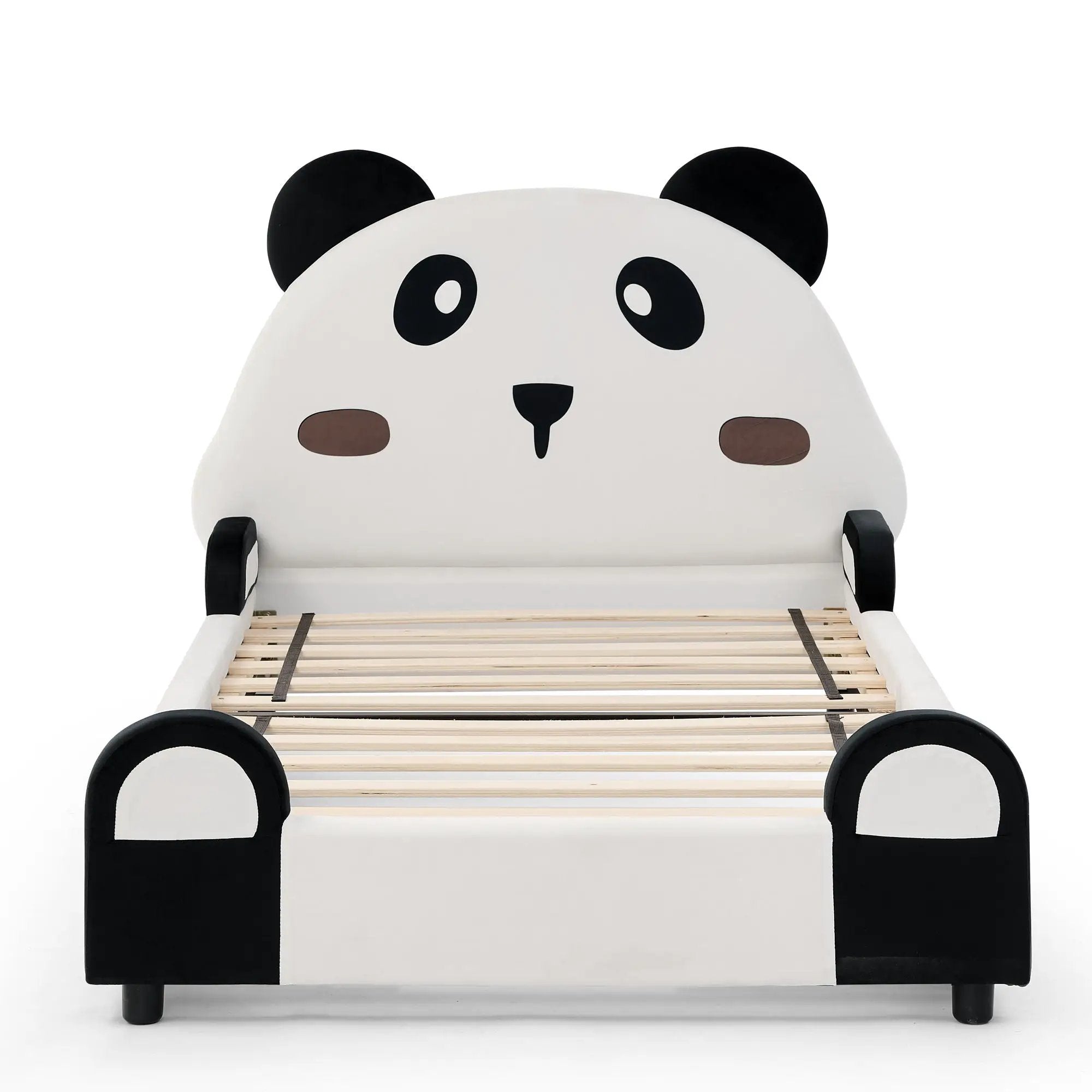 Twin Size Cute Panda Shaped Kids Bed - White / Black by Unique Piece Furniture