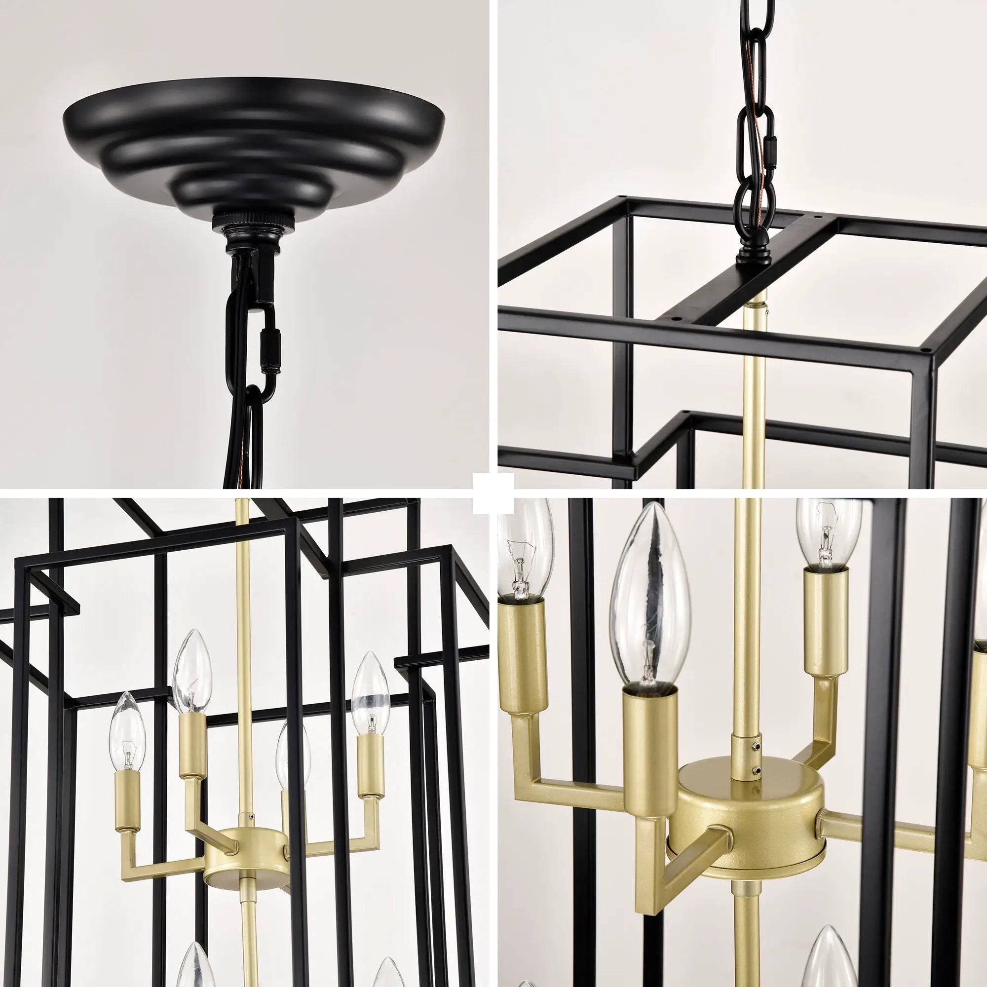 8 Light Lantern Chandelier Lighting, Entryway Chandeliers For High Ceilings, Chandeliers For Dining Room, Foyer, Entry, Staircase, Hallway, Height Adjustable (E12 Bulbs Not Included) by HouseOfZazla