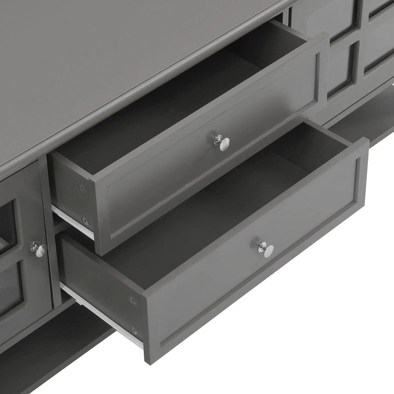 TV Stand, Entertainment Center With Dual Drawers And Hidden Storage, Cabinet With Soft Closing Doors And Sleek Panel Design by HouseOfZazla