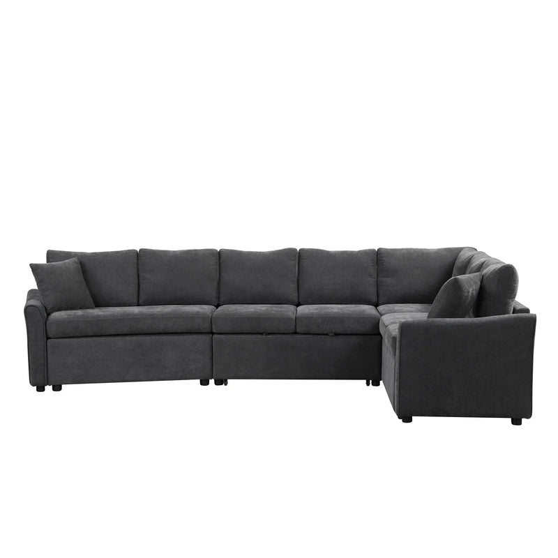L-Shaped Sofa Convertible Sofa Bed Pull Out Sofa Sleeper With Two Back Pillows, Two USB Ports And Two Power Sockets For Living Room by HouseOfZazla