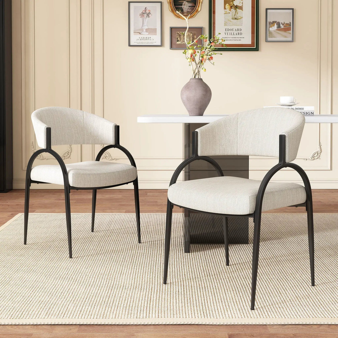 Contemporary Upholstered Dining Chairs With Metal Legs (Set of 2) by HouseOfZazla