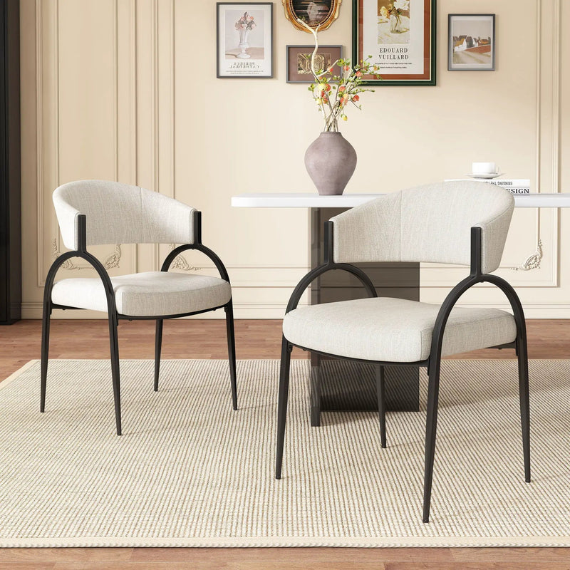 Contemporary Upholstered Dining Chairs With Metal Legs (Set of 2) by HouseOfZazla