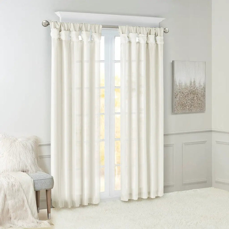 Twist Tab Lined Window Curtain Panel White 50x108 by HouseOfZazla