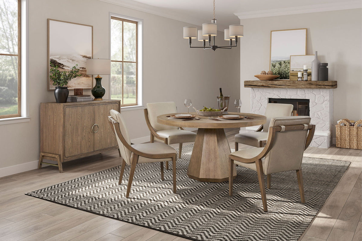 Elegant Round Dining Table with Pedestal Base - Light Brown or Dark Brown, photo 7 of 7