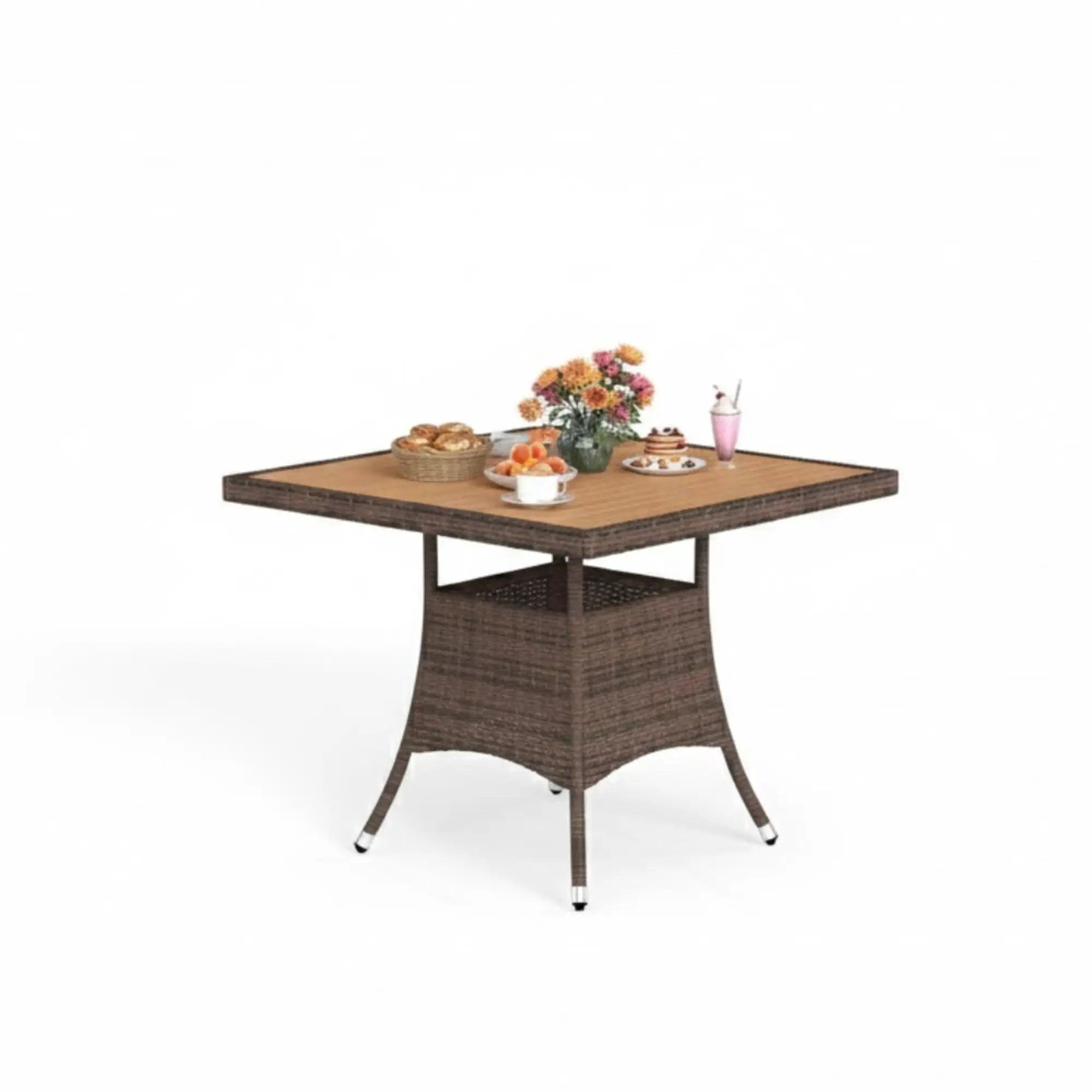 All-Weather Square Rattan Patio Dining Table by HouseOfZazla