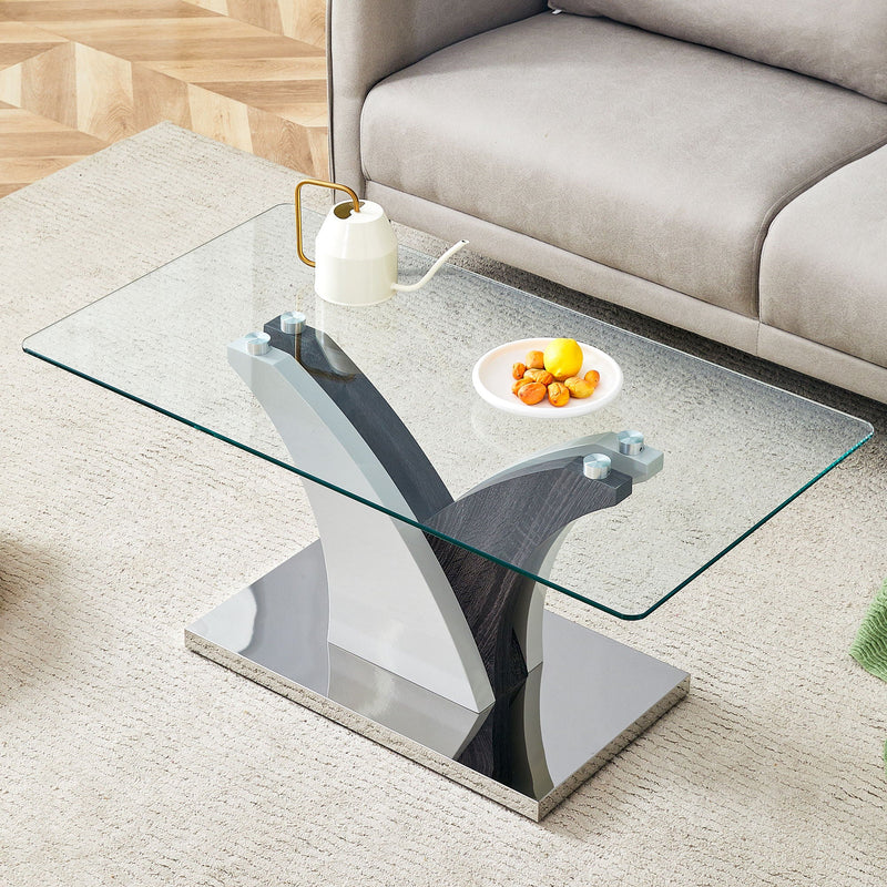 Artistic Rectangular Coffee Table With Tempered Glass Countertop by HouseOfZazla