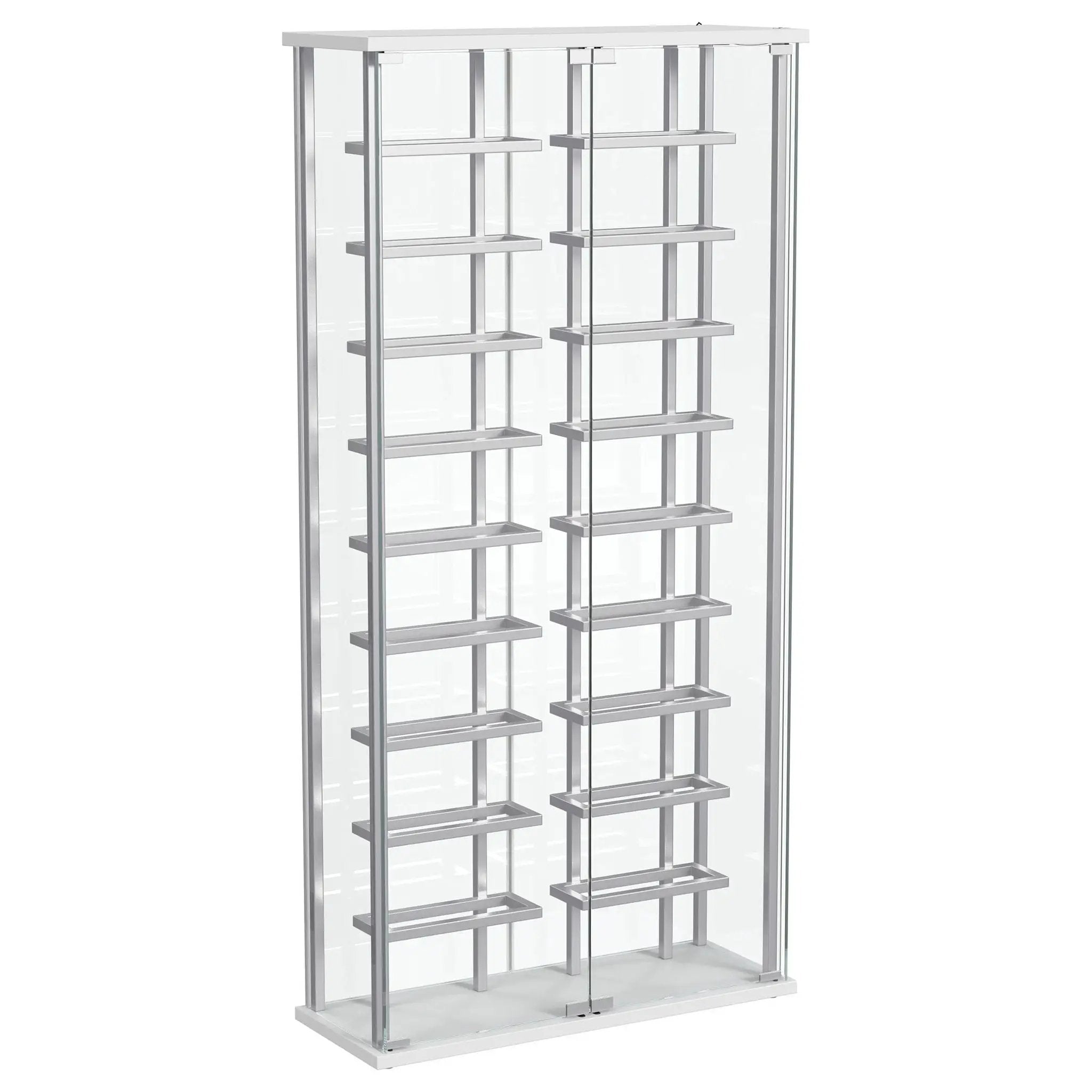 Montara Tempered Glass Wine Storage LED Curio Cabinet Chrome by Unique Piece Furniture