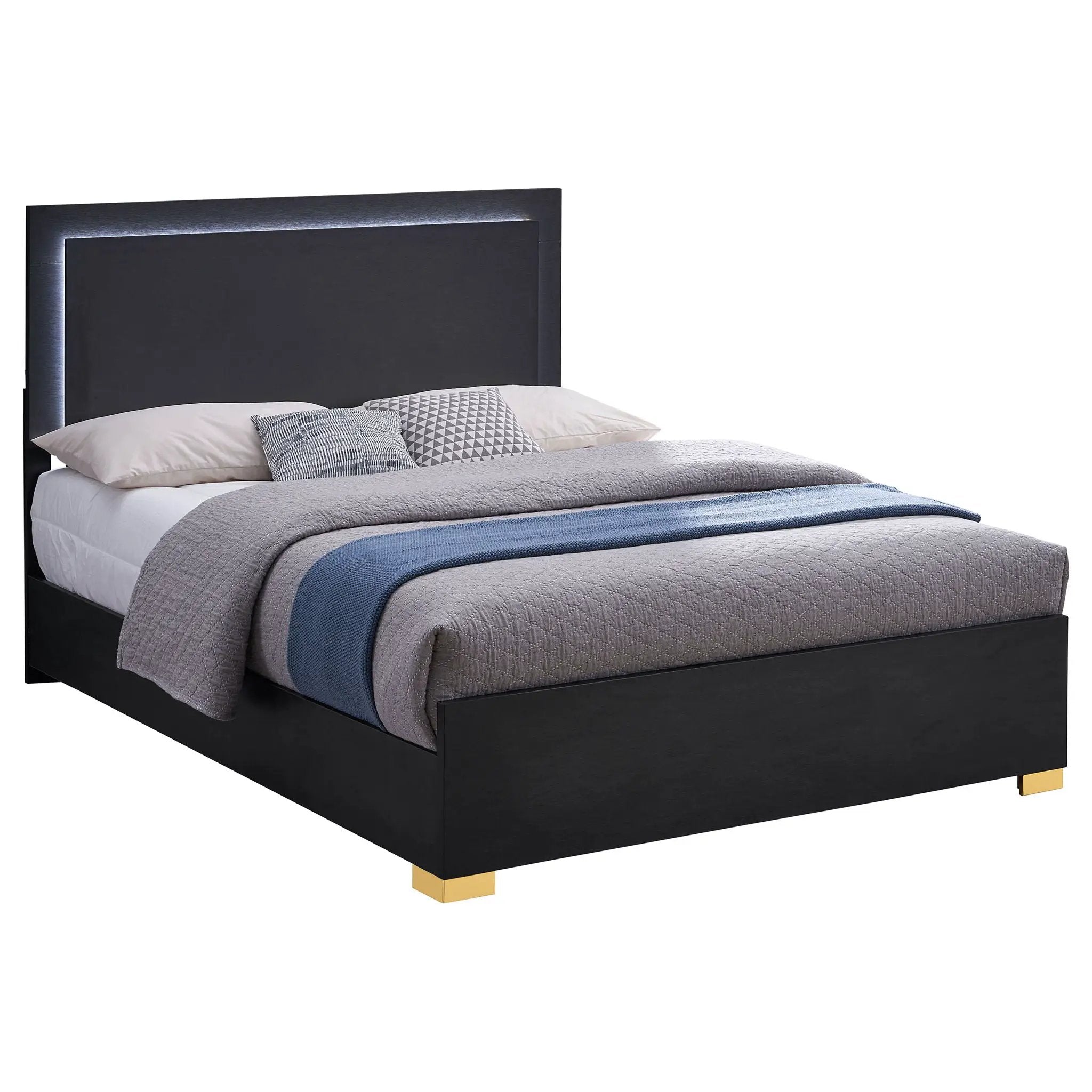 Medici - Eastern King LED Headboard Bed - Black by HouseOfZazla