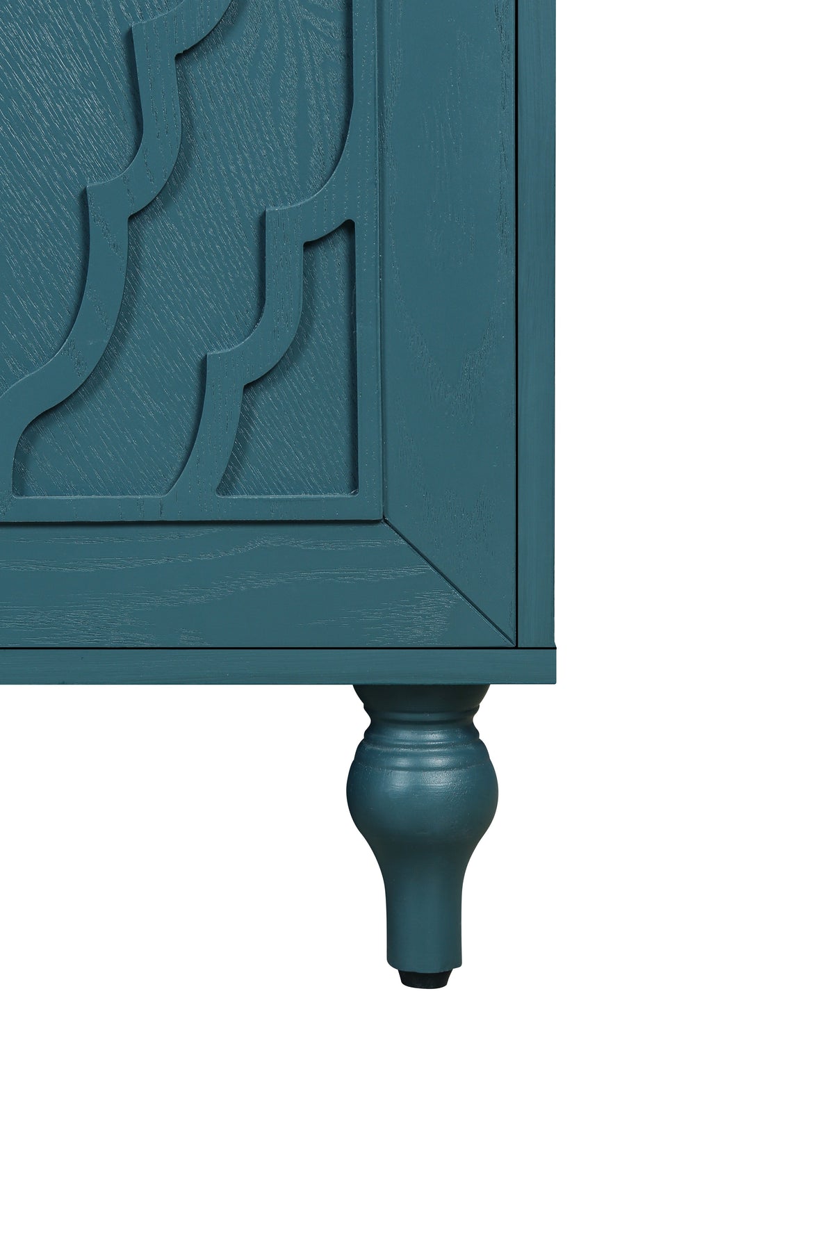 63'' Large Storage Cabinet with Metal Handle, Carved Flower Doors, Wooden Mordern Sideboard Console with Adjustable Shelves for Living Room, Kitchen, Entryway(Navy Blue), photo 8 of 10