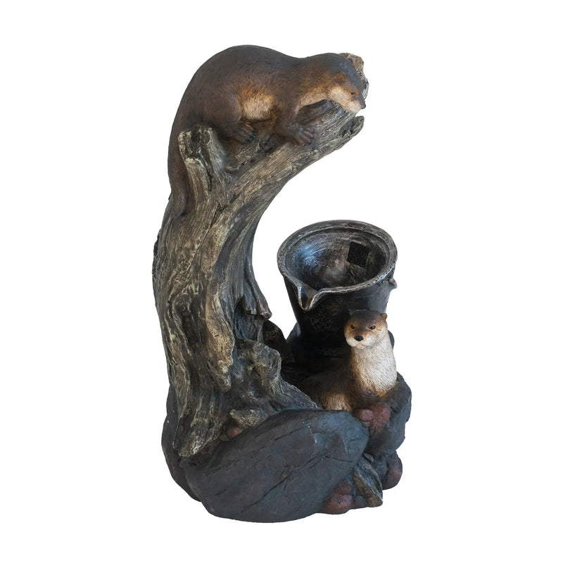 Decorative Water Foutain With Otter Design, With Light And Pump, For Indoor And Outdoor - Brown by HouseOfZazla