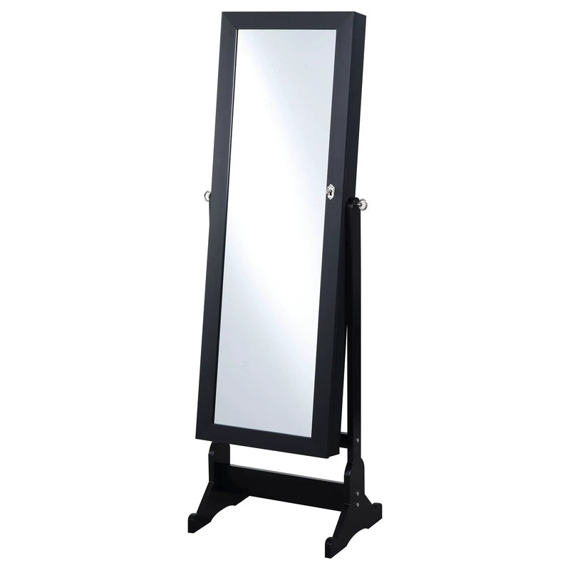 Tutuola Cheval Mirror with Jewelry Storage Black by Unique Piece Furniture