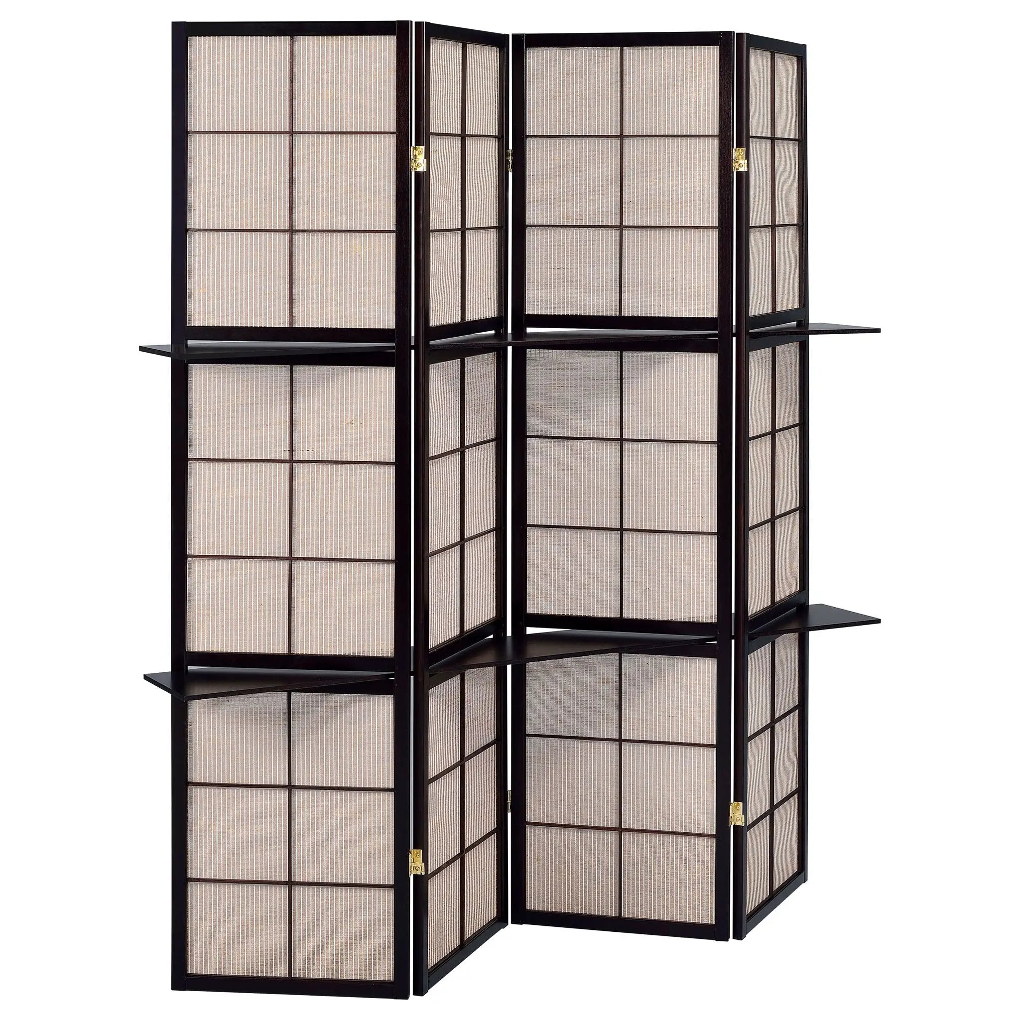 Iggy 4-Panel Room Divider Folding Shoji Screen Cappuccino by Unique Piece Furniture