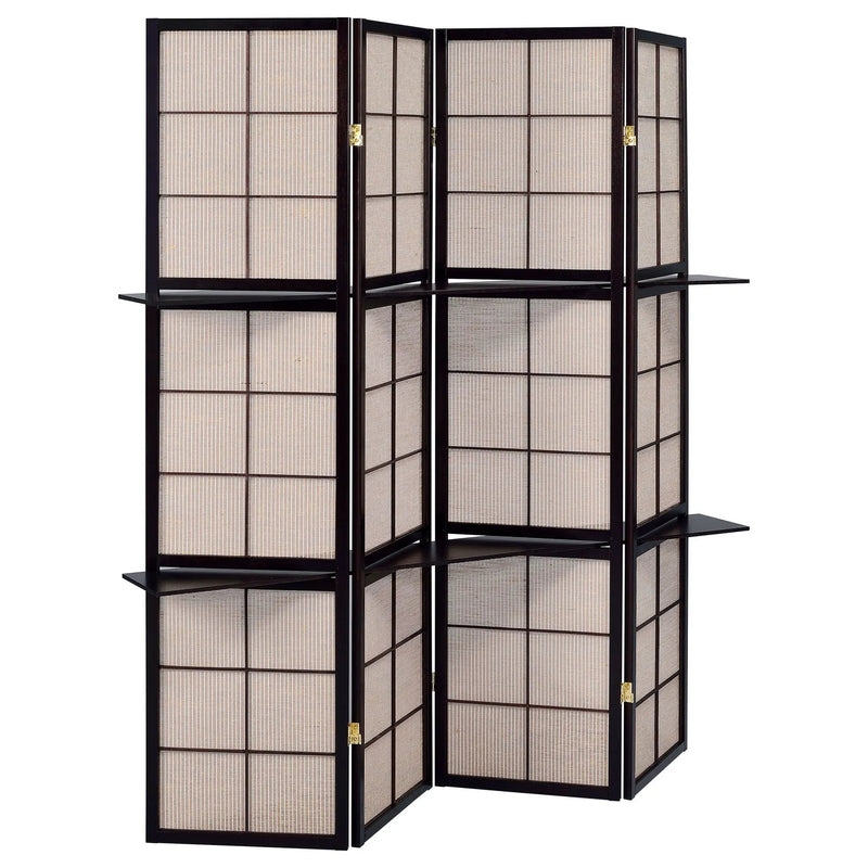 Iggy 4-Panel Room Divider Folding Shoji Screen Cappuccino by Unique Piece Furniture