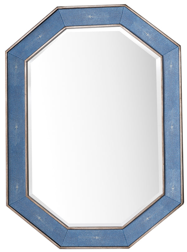 James Martin Tangent 30" Mirror, Silver with Delft Blue