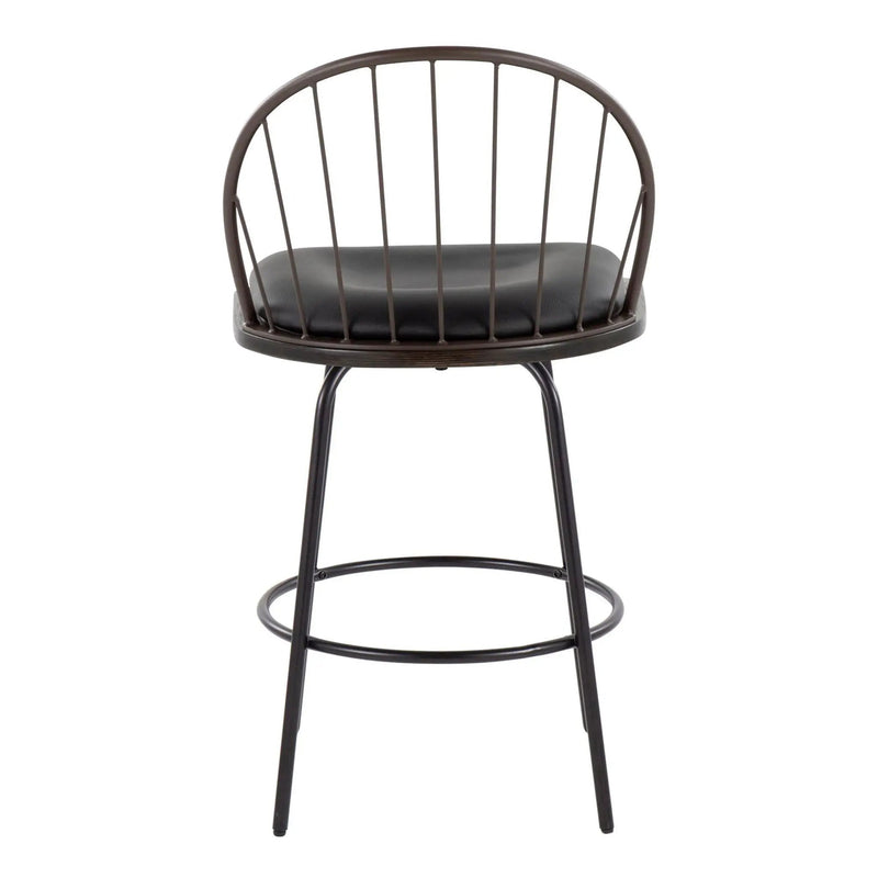 Riley - Claire Farmhouse Fixed Height Counter Stool With Swivel With Round Footrest (Set of 2) by HouseOfZazla