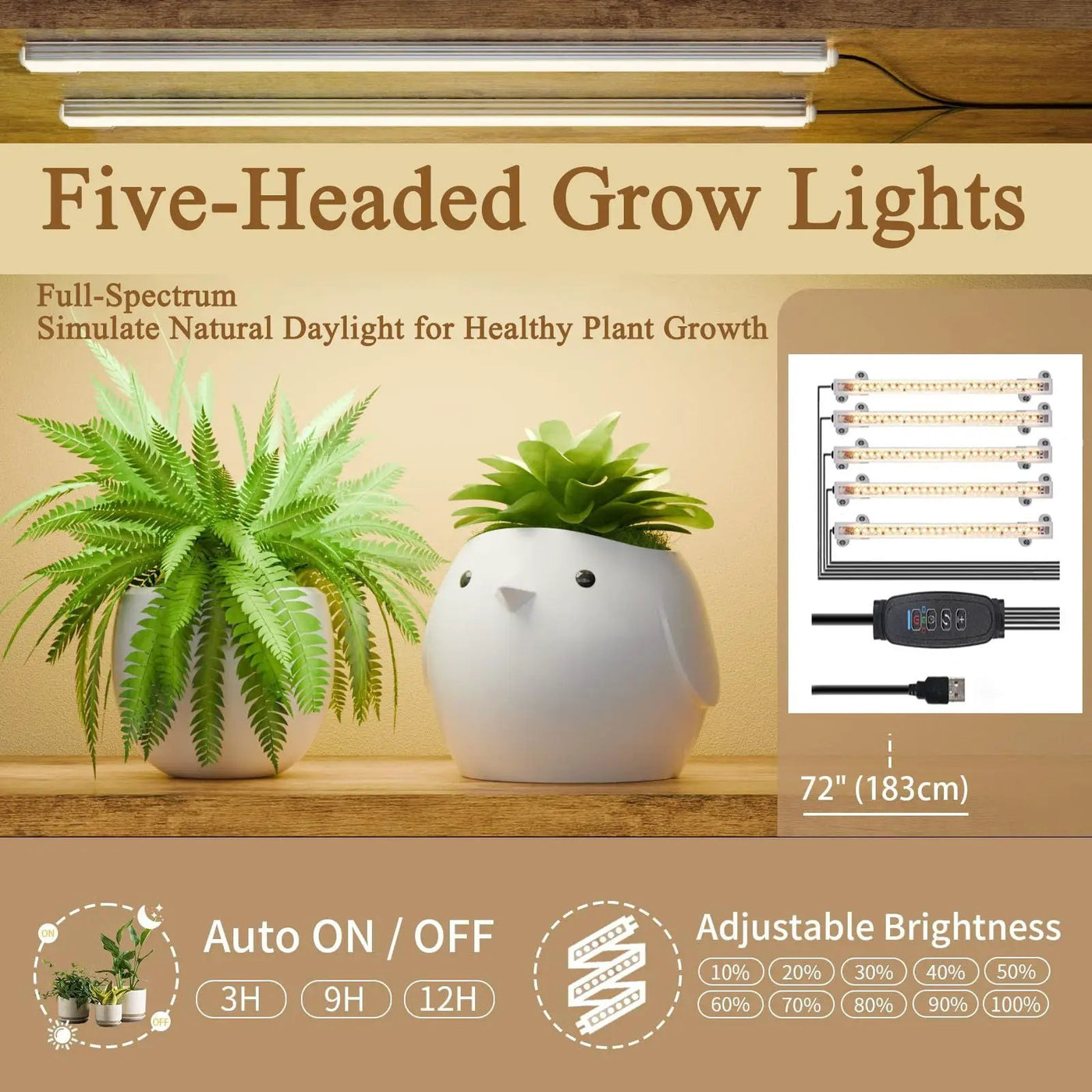 9 Tiered Indoor Plant Stand With 5 Adjustable Grow Lights by HouseOfZazla