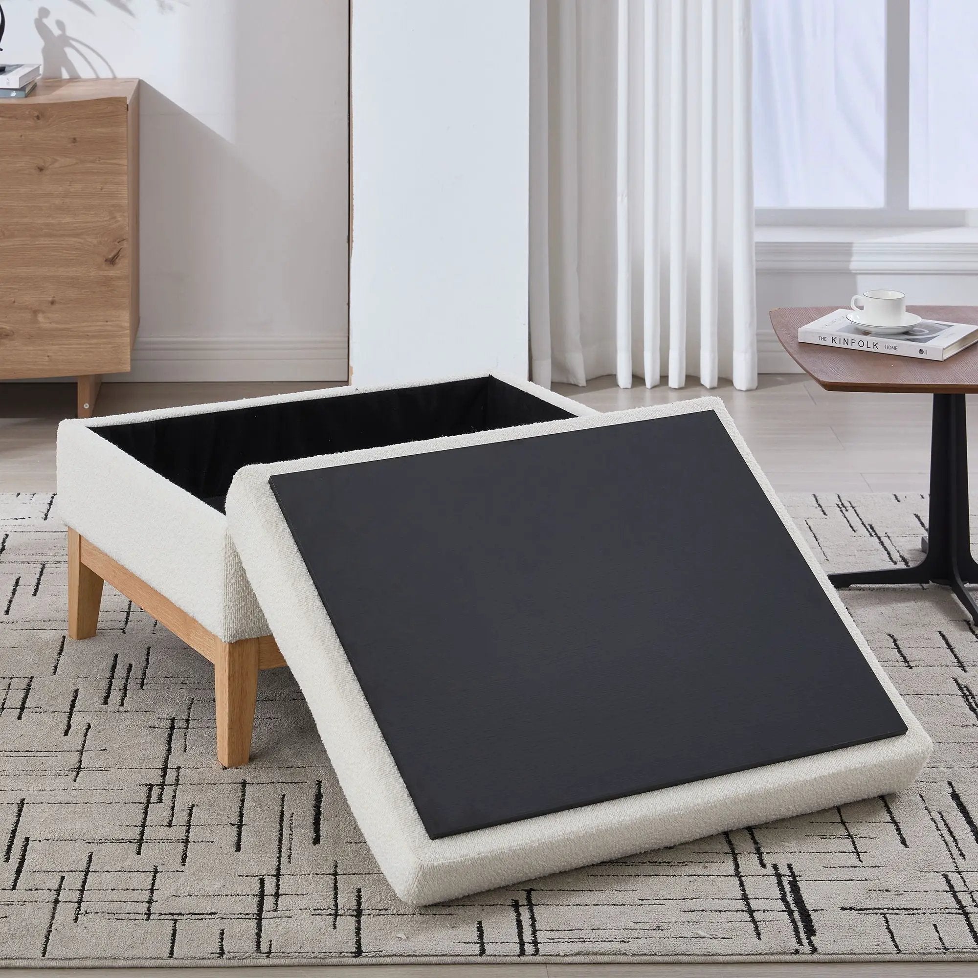 Upholstered Storage Ottoman With Reversible Lid Coffee Table, Foot Stool by Unique Piece Furniture