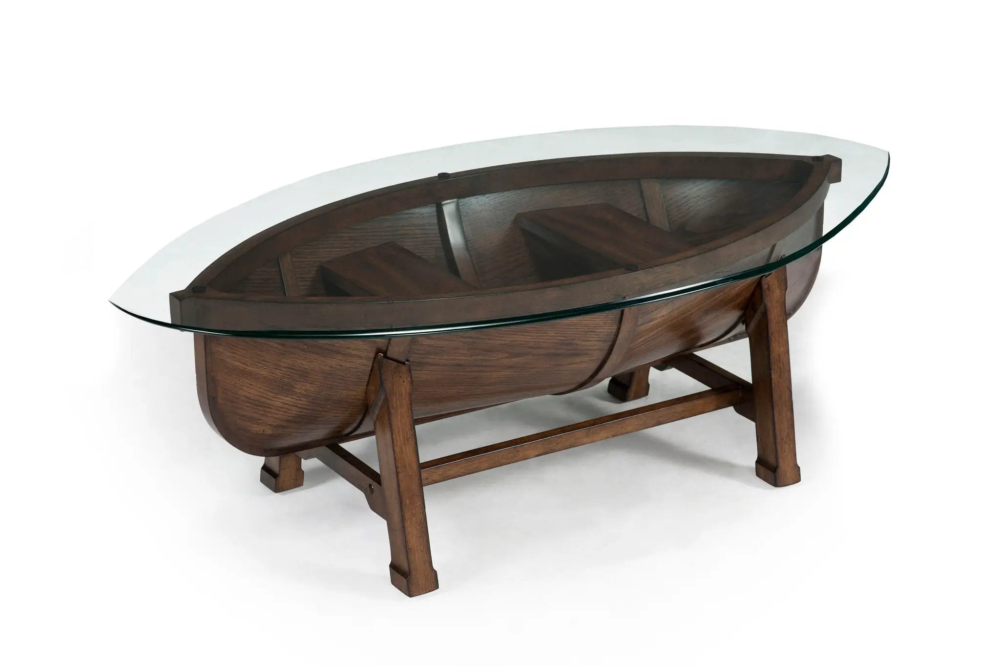 Beaufort - Oval Cocktail Table With Base And Glass Top - Dark Oak by Unique Piece Furniture