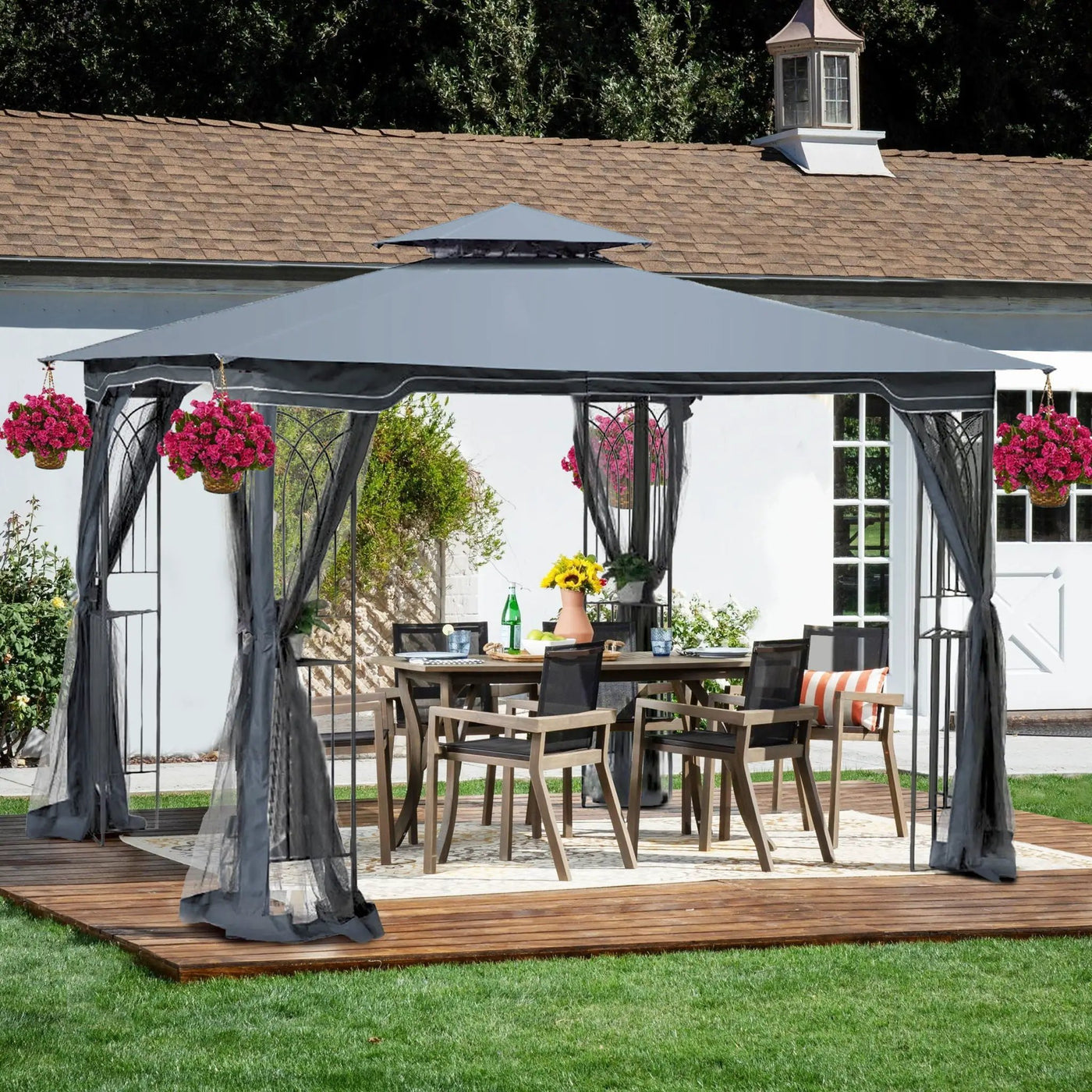 Patio Gazebo Tent With Ventilated Double Roof And Mosquito Net by HouseOfZazla