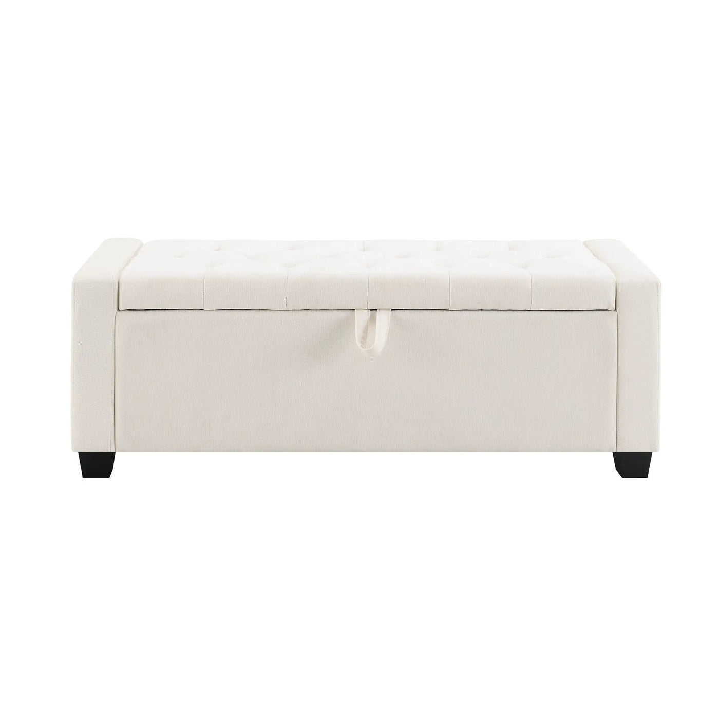 Upholstered Storage Ottoman Bench With Button Tufting And Safety Hinge by HouseOfZazla