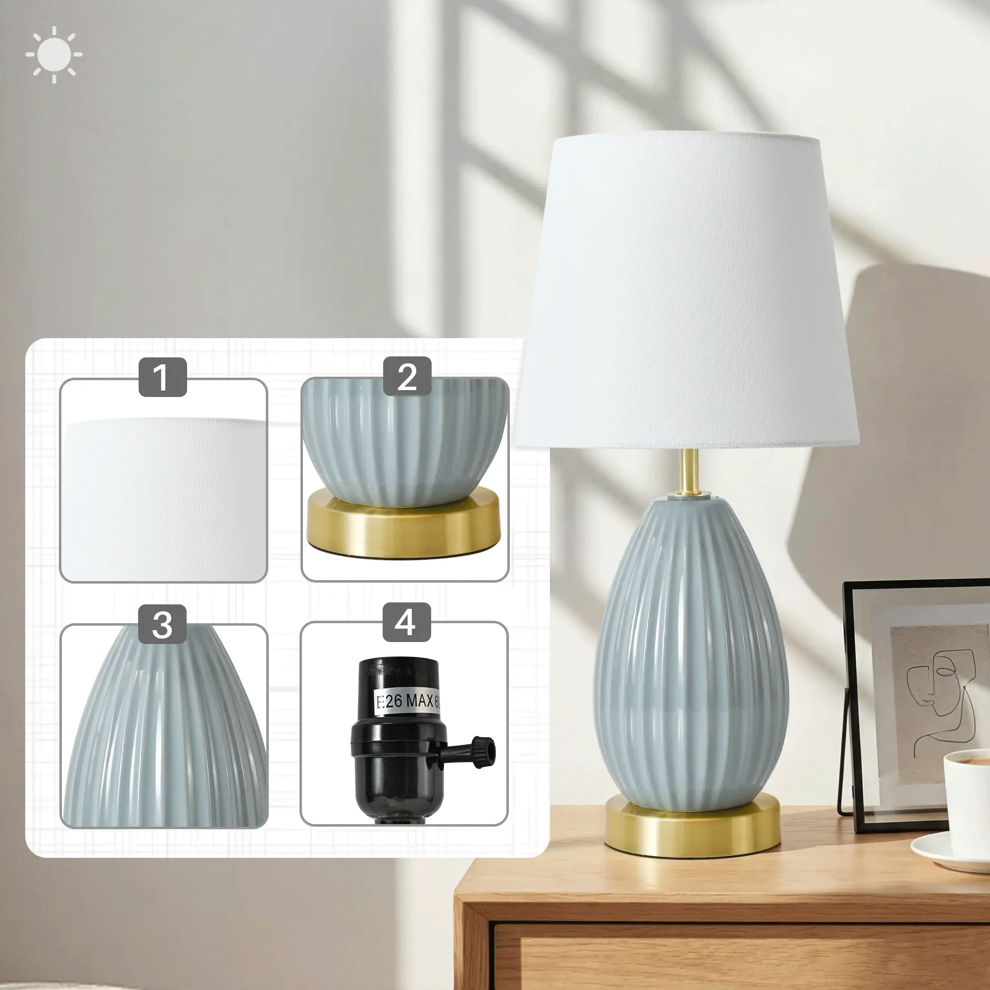 18-Inch Table Lamp Set of 2 with E26 Socket by HouseOfZazla