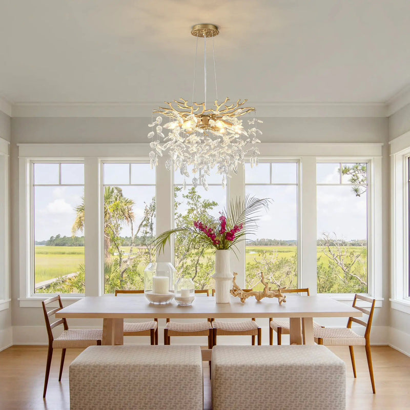 6-Light Chandelier Crystal Ceiling Lamp - Gold Finish by HouseOfZazla