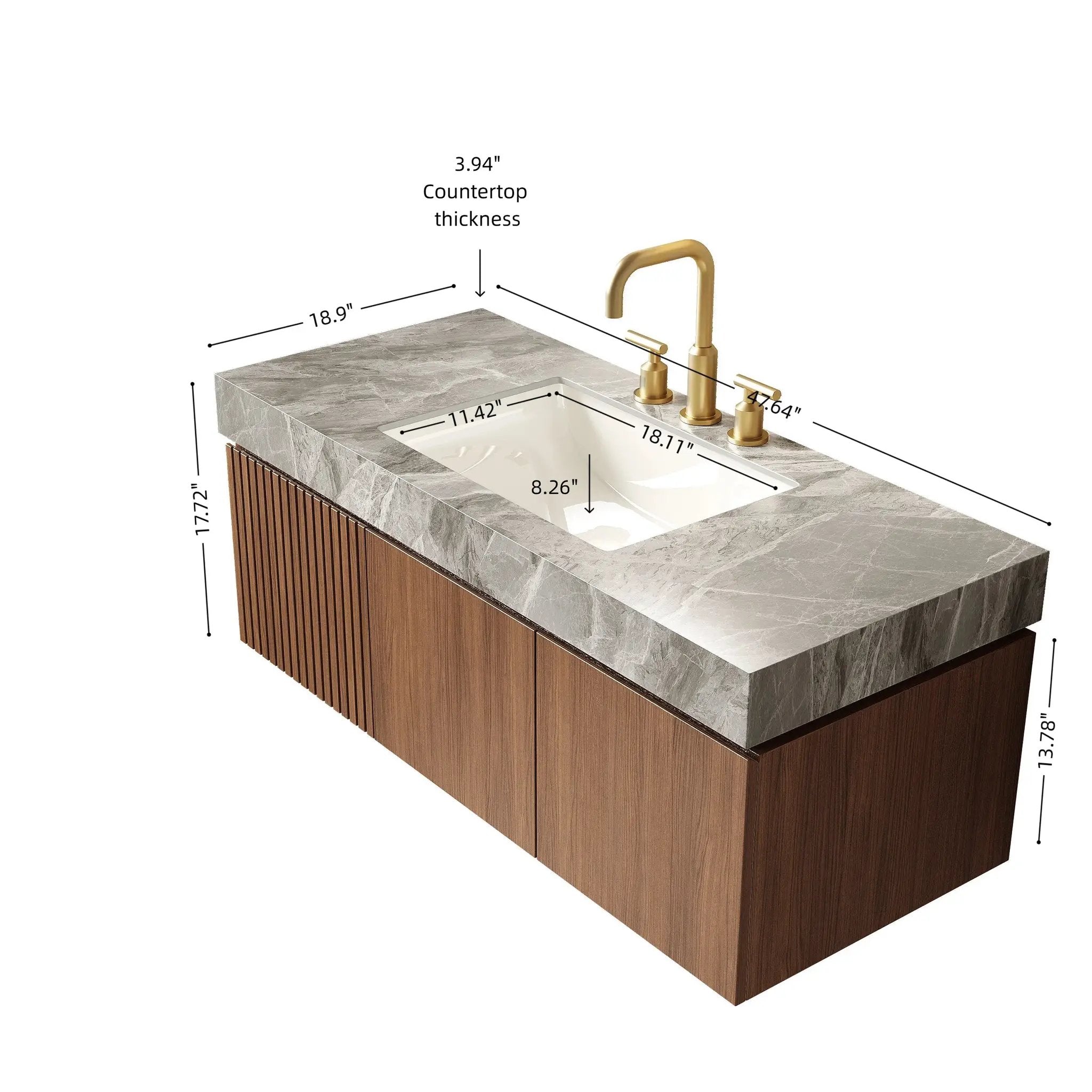 MURI 48" Bathroom Vanity & Sink, Floating Plywood Storage Cabinet by HouseOfZazla