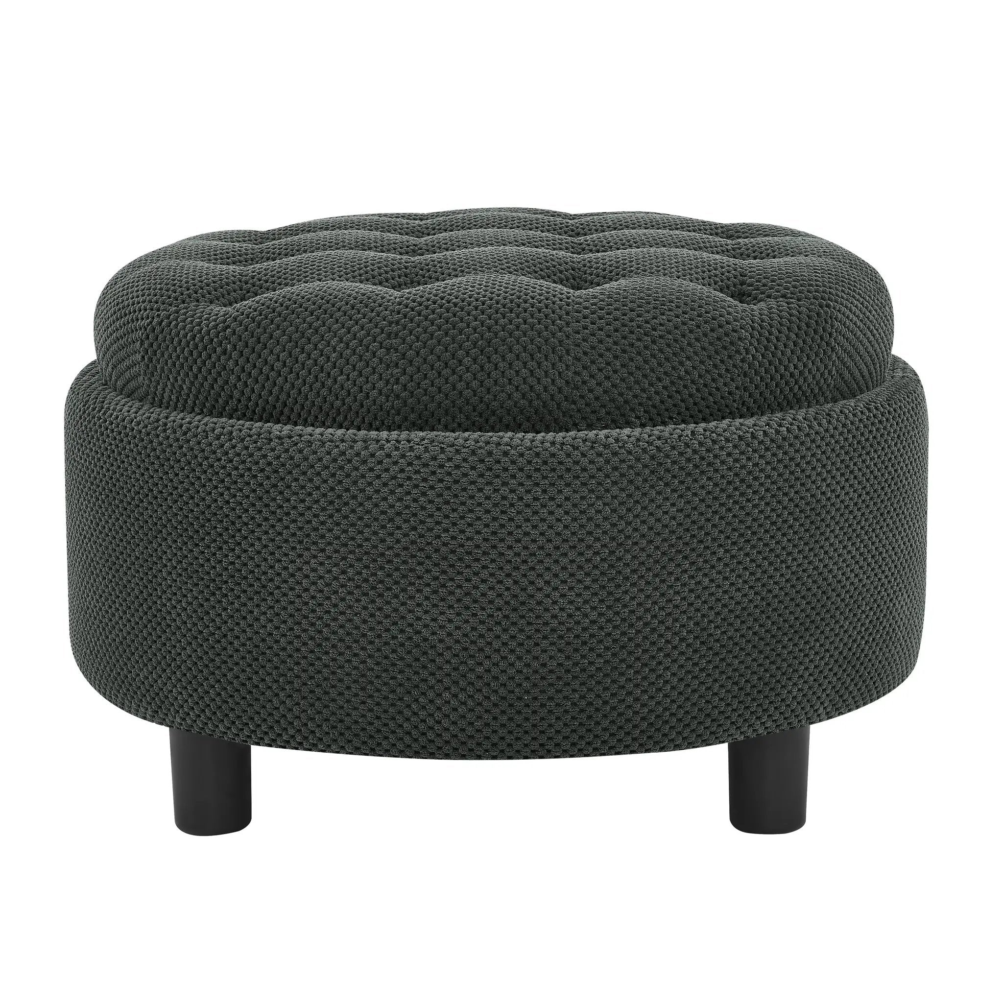 25 Inch Round Storage Ottoman with Tray by HouseOfZazla