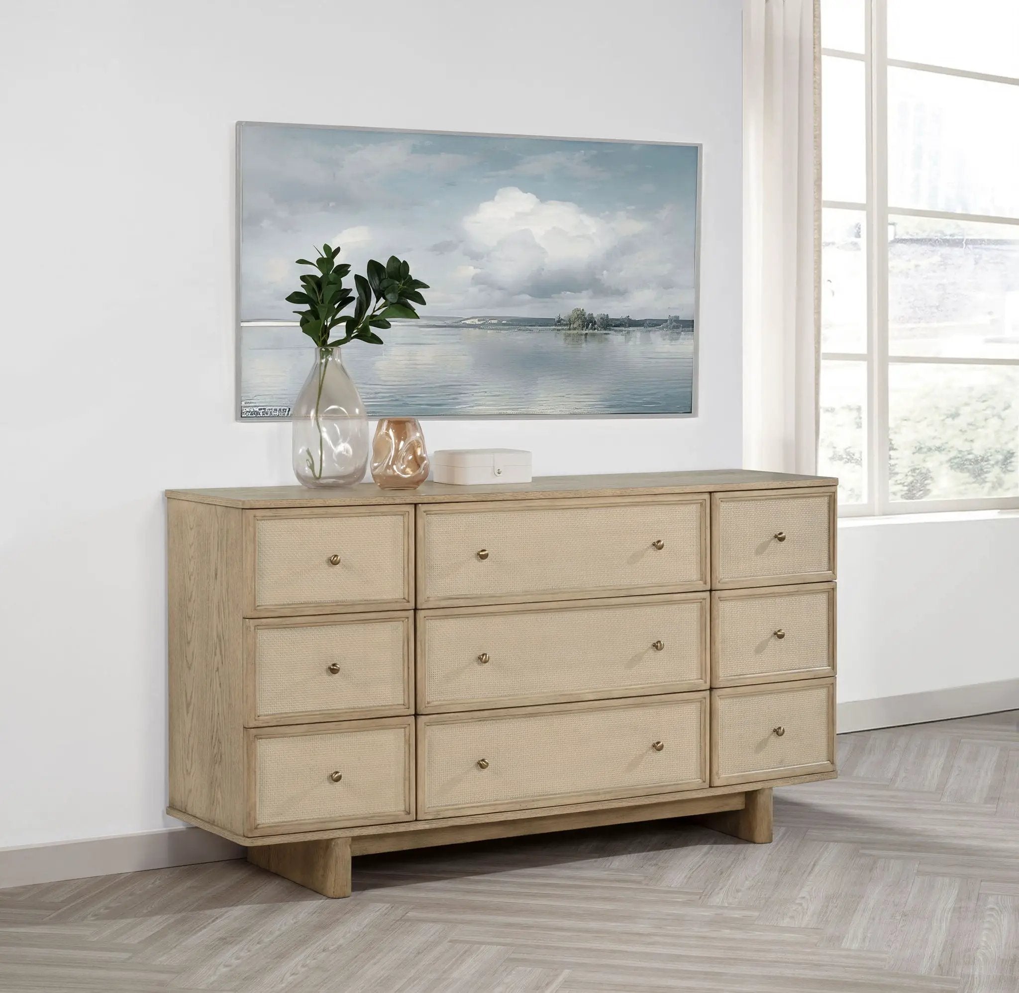 Kailani 9-drawer Dresser Cabinet Beige Oak by Unique Piece Furniture