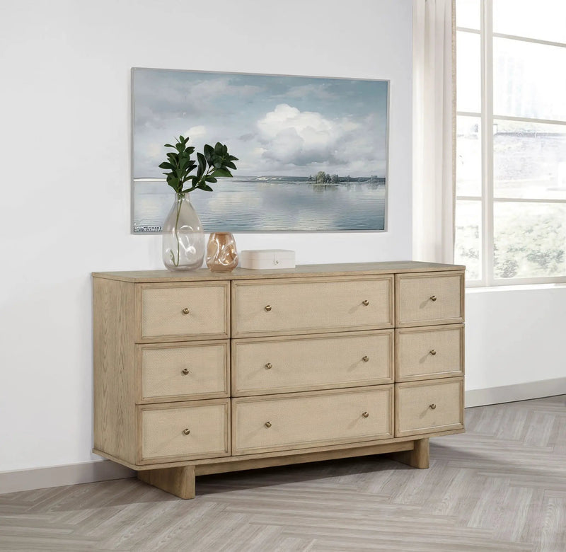 Kailani 9-drawer Dresser Cabinet Beige Oak by Unique Piece Furniture