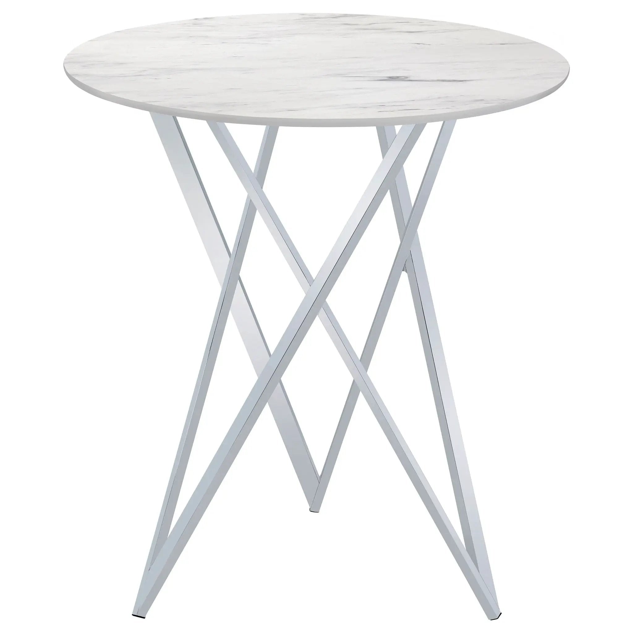 Bexter Round 35-inch Faux Marble Bistro Bar Table Chrome by Unique Piece Furniture