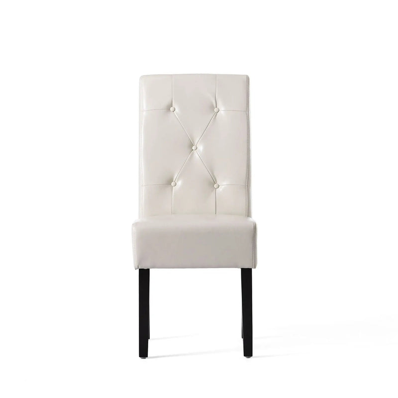Carter 5 Tuft Dining Chair With Button Tufted Backrest And Espresso Legs - Ivory by HouseOfZazla