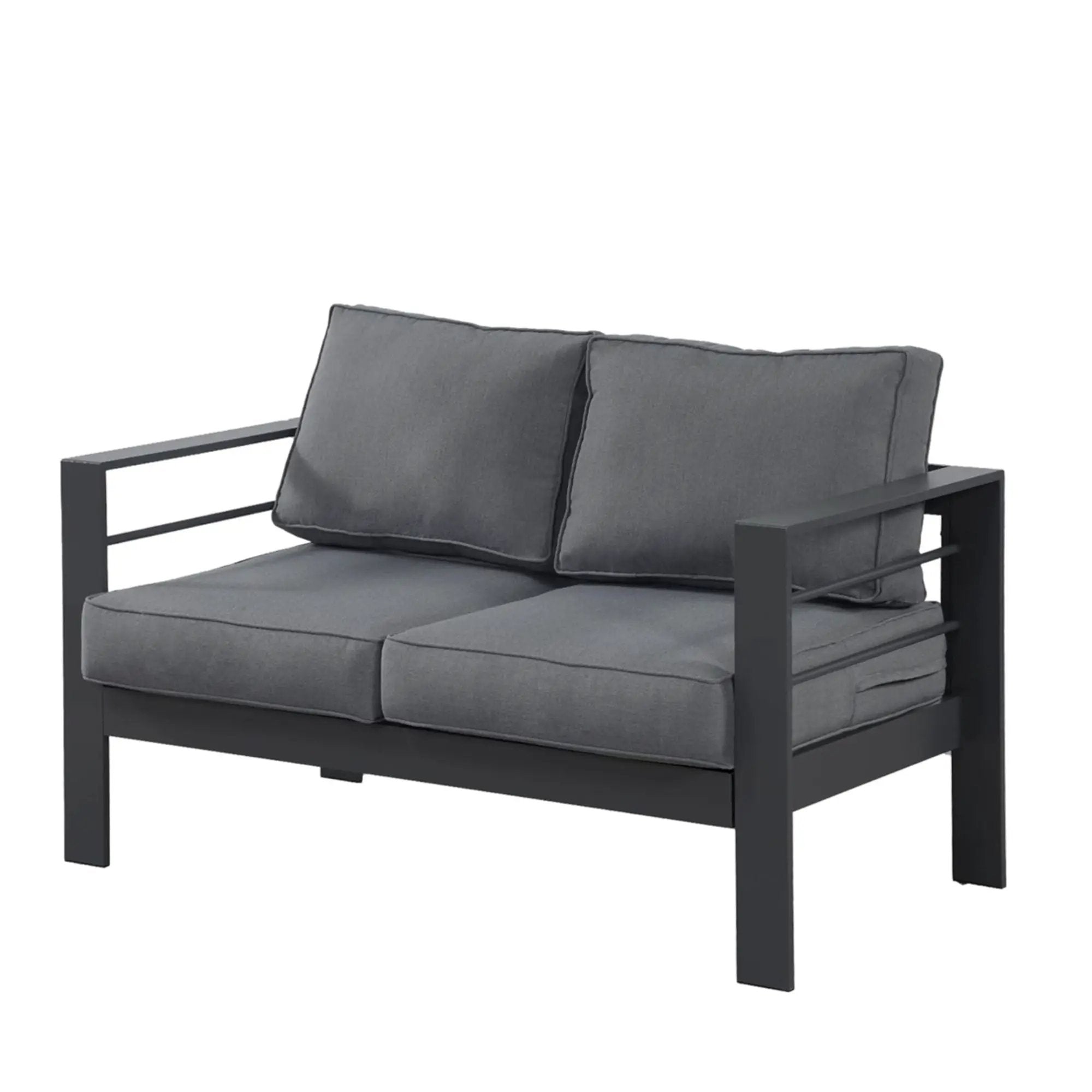 All Weather Patio Loveseat With Thick Cushions - Gray / Gray by HouseOfZazla