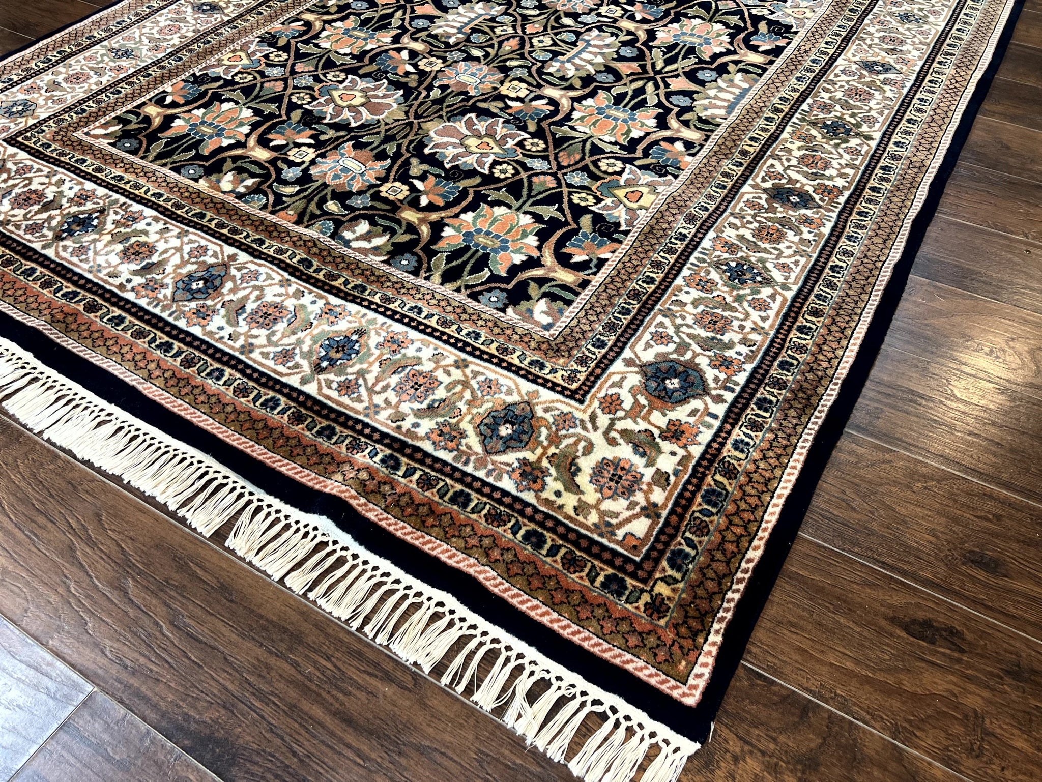 Indo Persian Bidjar Rug 6x10, Vintage Handmade Wool Carpet, Allover Pattern by Jewel Rugs