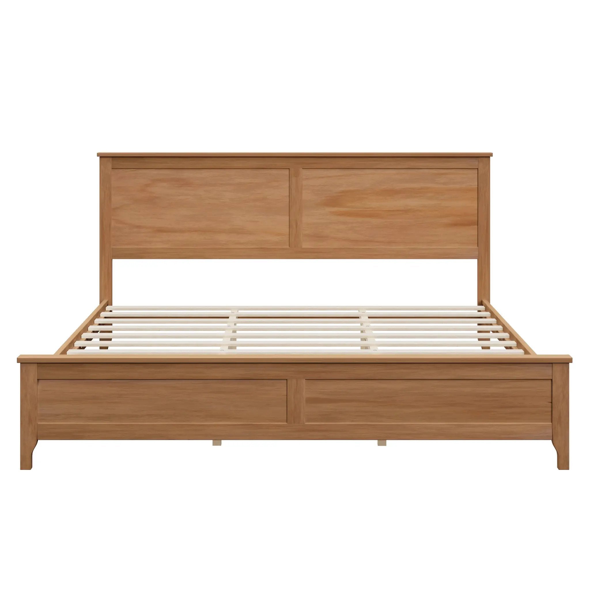 Modern Solid Wood King Size Platform Bed with Sturdy Wooden Slats Support by HouseOfZazla