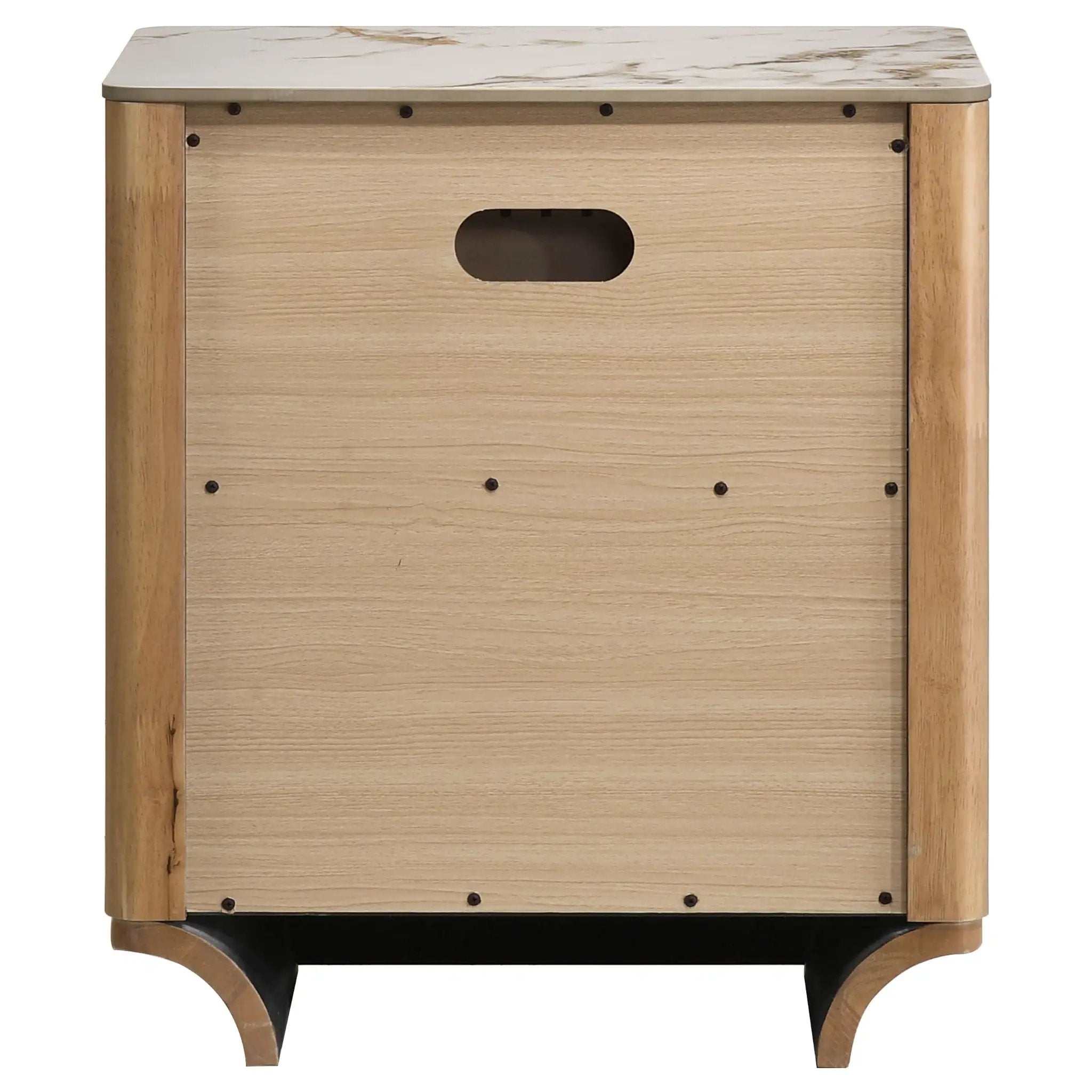 Leanne 2-drawer Sinter Stone Top Nightstand Light Oak by Unique Piece Furniture
