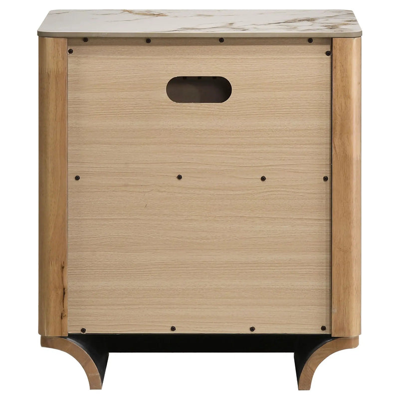 Leanne 2-drawer Sinter Stone Top Nightstand Light Oak by Unique Piece Furniture