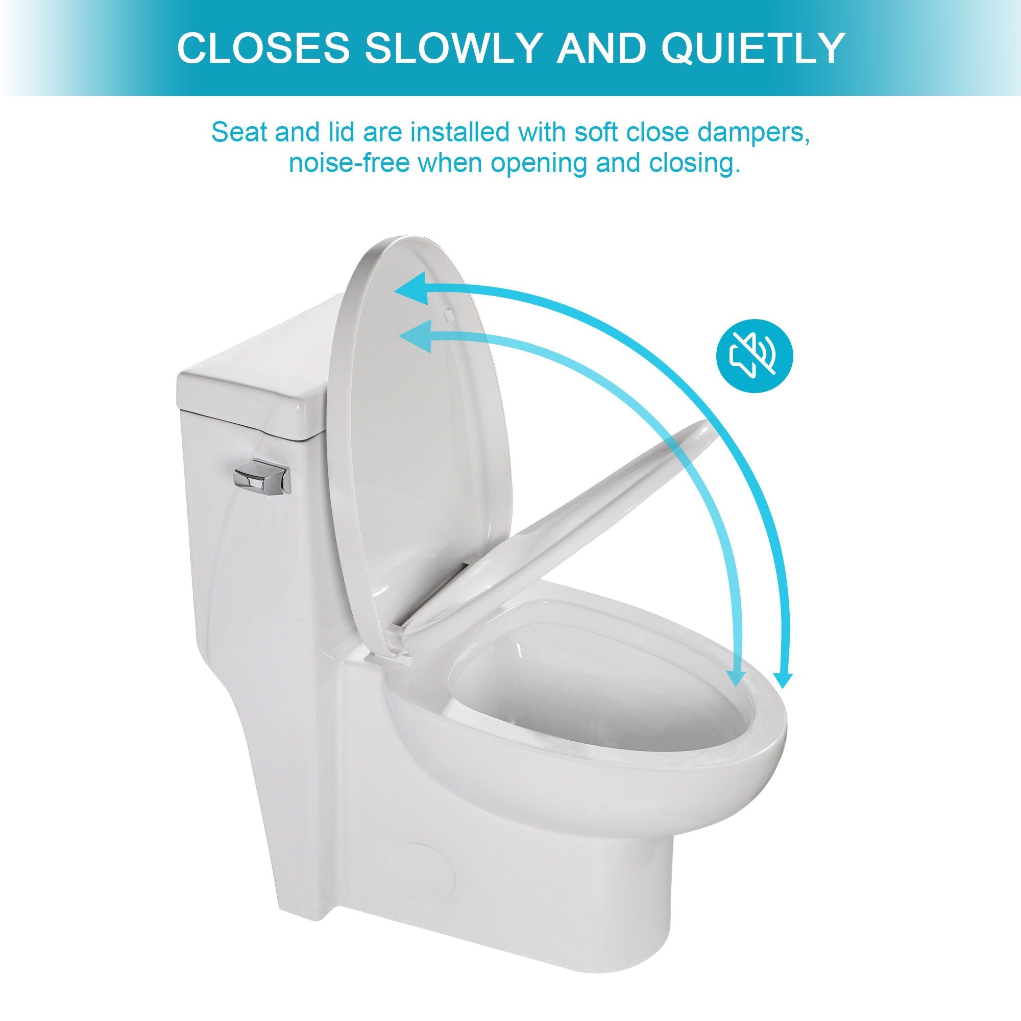 Modern Ceramic 1 Piece Toilet With Soft Closing Seat - White by HouseOfZazla