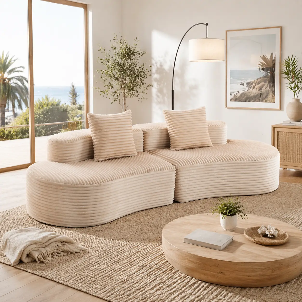 110.24" Fully Compressed Sofa with 2 Lumbar Pillows by HouseOfZazla