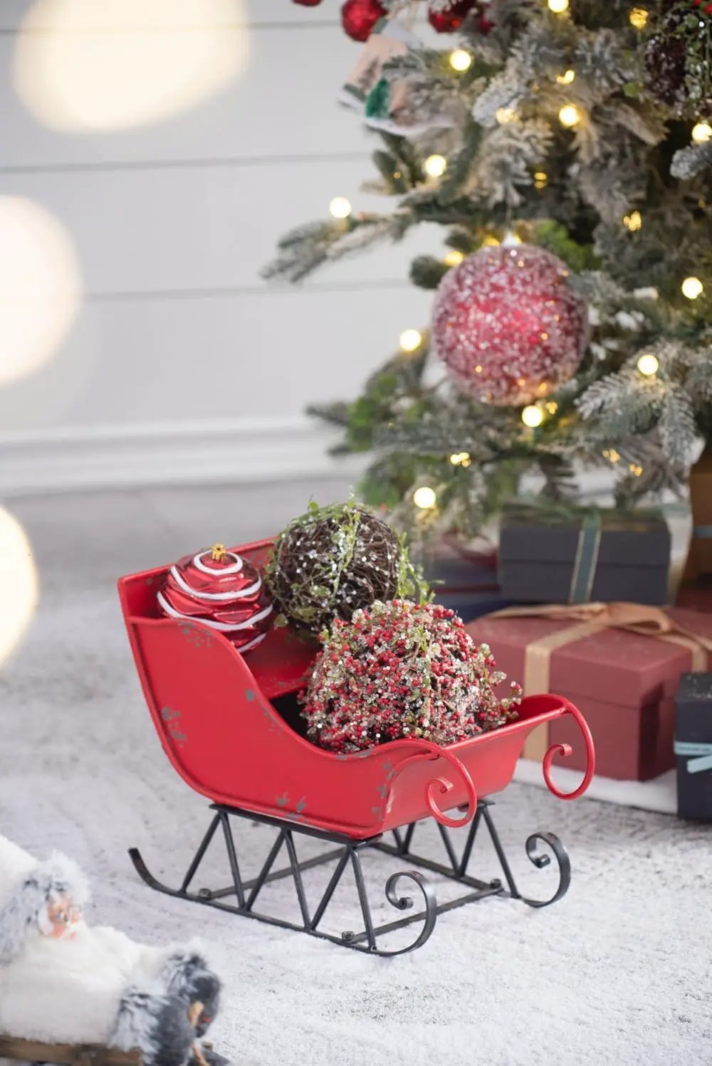 Iron Sleigh Large, Distressed Christmas Santa Sleigh Holiday Decoration by HouseOfZazla