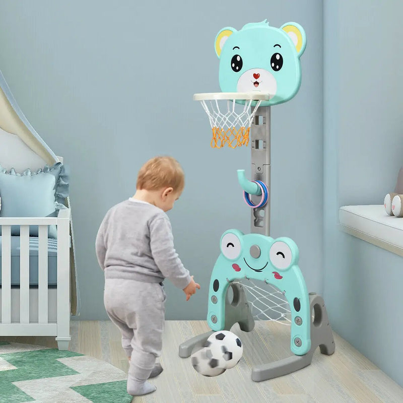 Adjustable Kids 3-in-1 Basketball Hoop Set Stand with Balls by DirectDeals