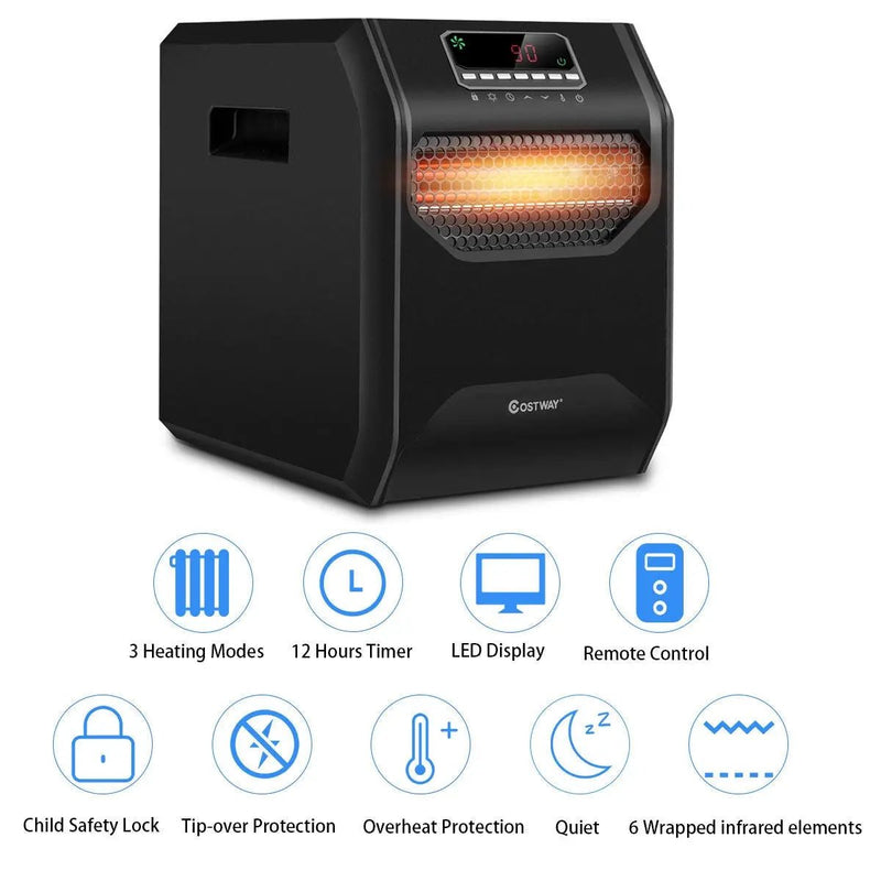 12 H Timer LED Remote Control Portable Electric Space Heater by DirectDeals