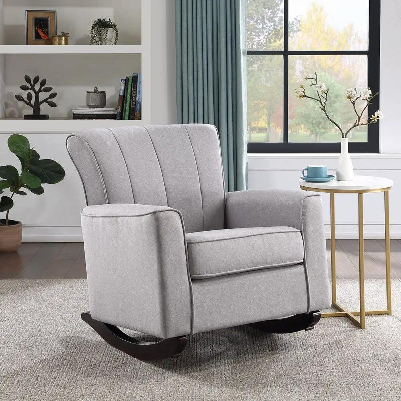 Denzell - Rocking Chair - Light Gray Linen by Unique Piece Furniture