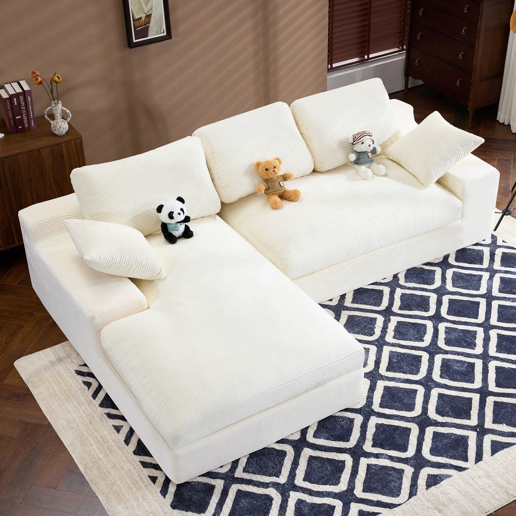 Compressed Sofa With 3 Back Cushions, 2 Throw Pillows by Unique Piece Furniture