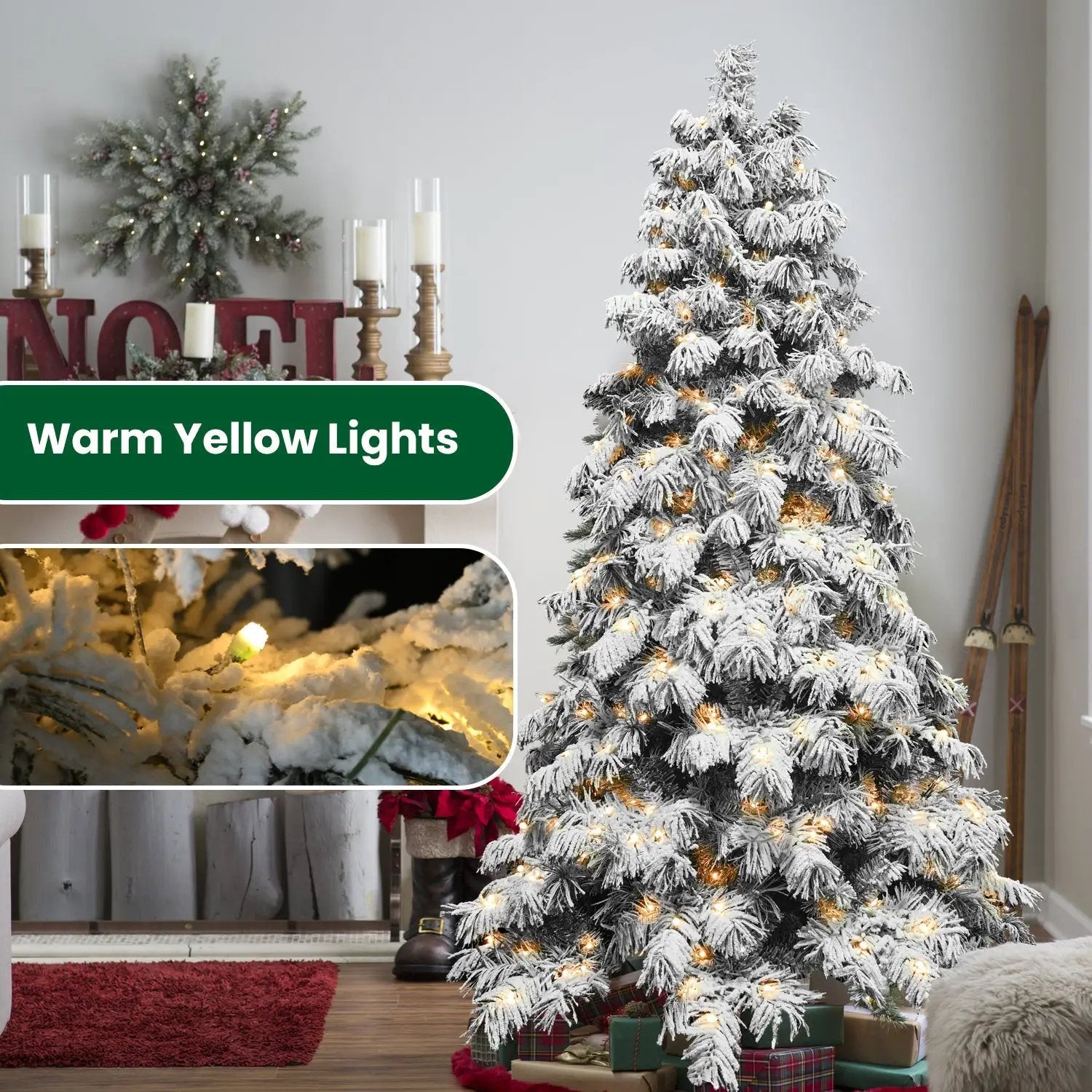 8ft Flocked Scarecrow-Shaped Christmas Tree with 470 Warm Lights by HouseOfZazla