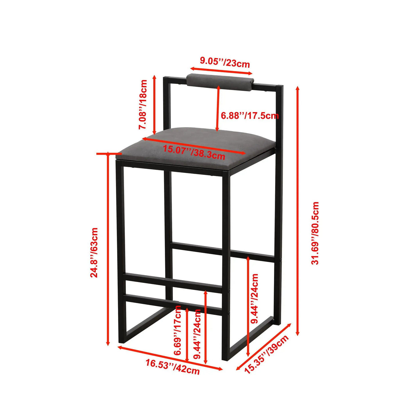 Elegant Bar Stool Set With Backrest And Footrest, Counter Height (Set of 2) by HouseOfZazla