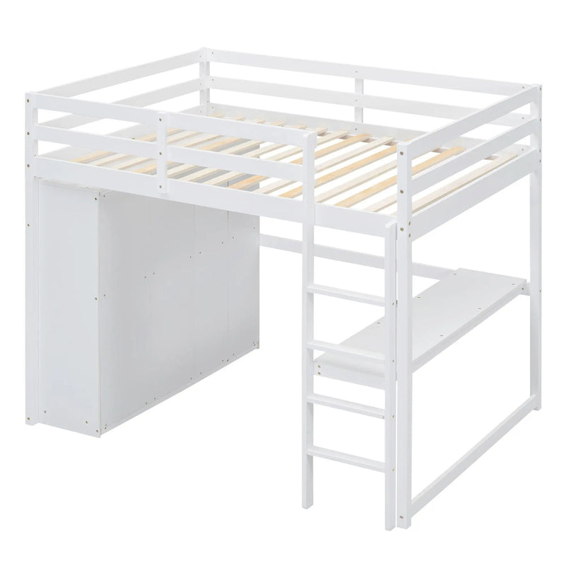 Loft Bed With Built In Wardrobe, Shelves And Drawers